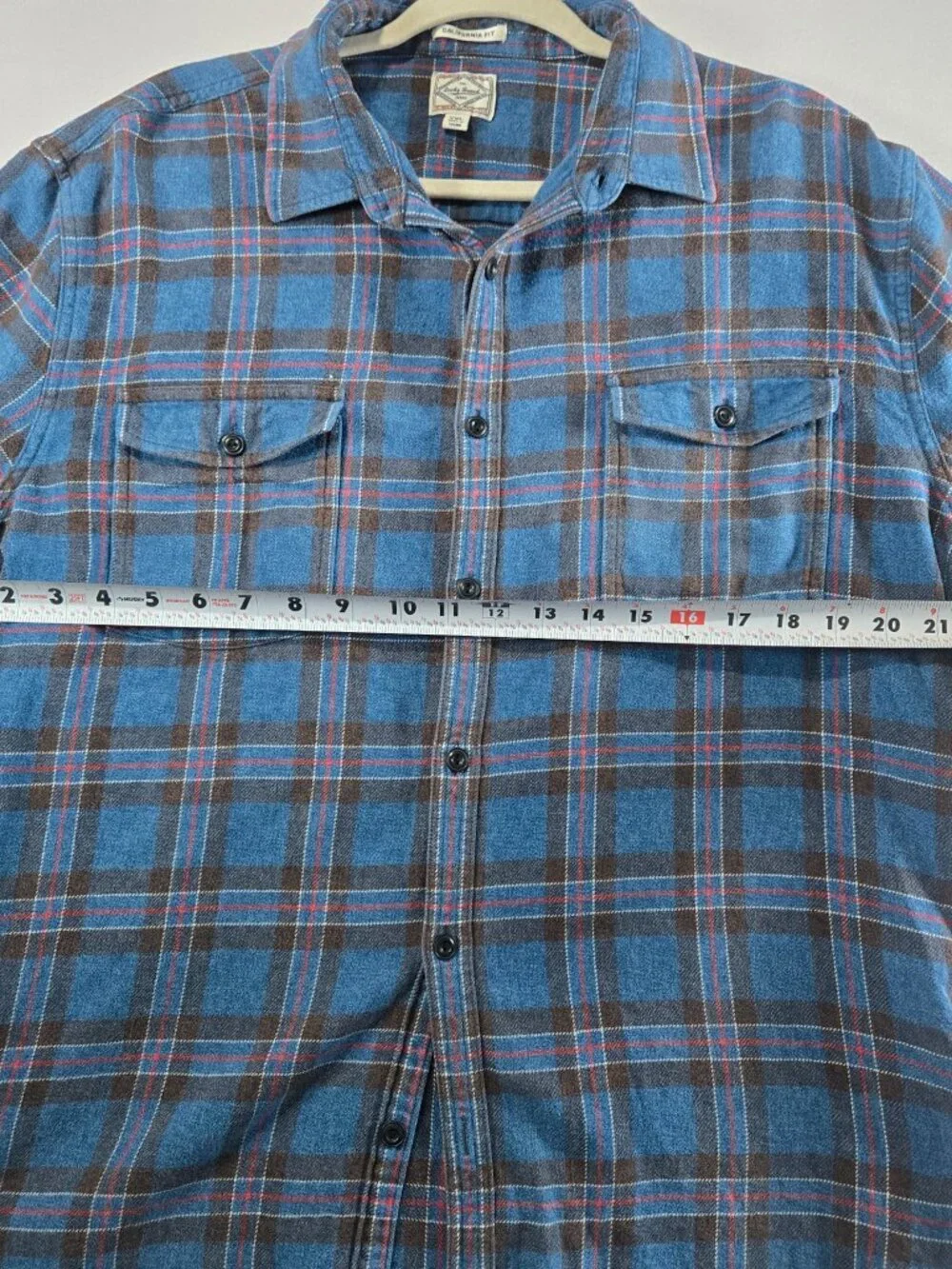 Lucky Brand Jeans Men’s XXL California Fit Blue Plaid Flannel Button Up Shirt